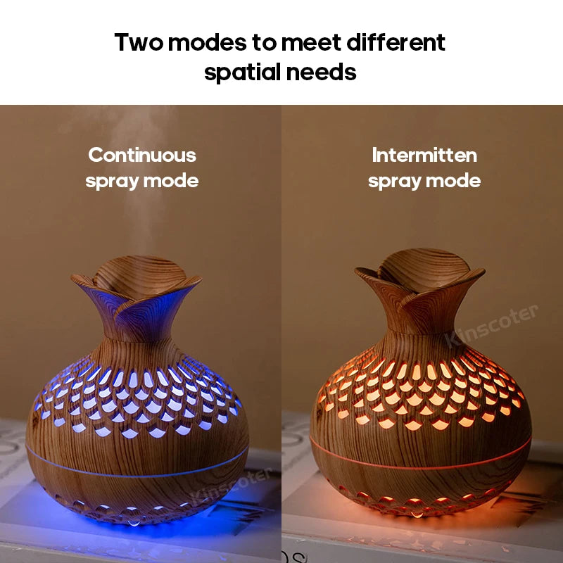 Wood Grain 300ml USB Aroma Diffuser and Humidifier for Home and Desktop Use