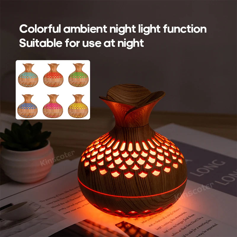 Wood Grain 300ml USB Aroma Diffuser and Humidifier for Home and Desktop Use