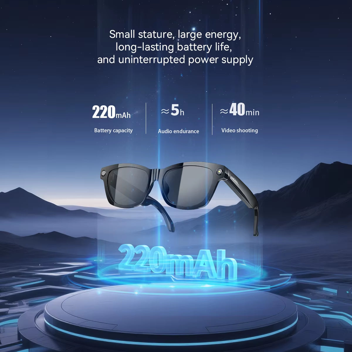 BV100 AI Smart Glasses with 2K HD Camera, 800W Pixels, Bluetooth Calling, and Voice Assistant