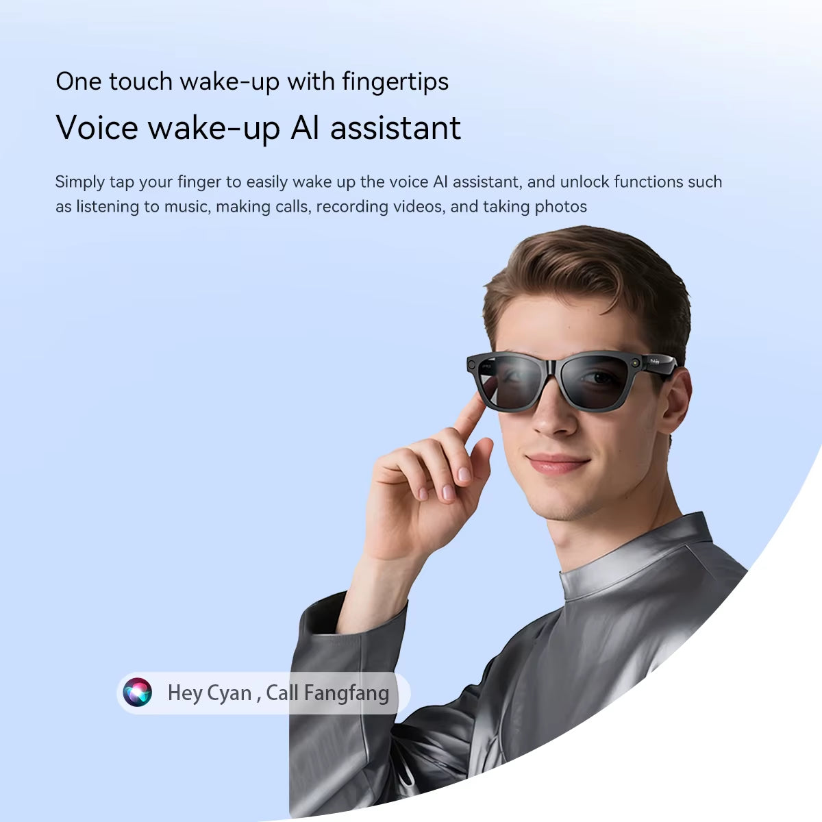 BV100 AI Smart Glasses with 2K HD Camera, 800W Pixels, Bluetooth Calling, and Voice Assistant