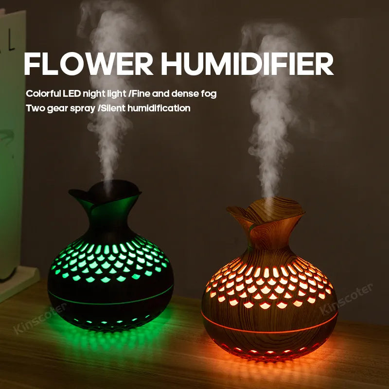 Wood Grain 300ml USB Aroma Diffuser and Humidifier for Home and Desktop Use