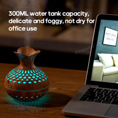 Wood Grain 300ml USB Aroma Diffuser and Humidifier for Home and Desktop Use